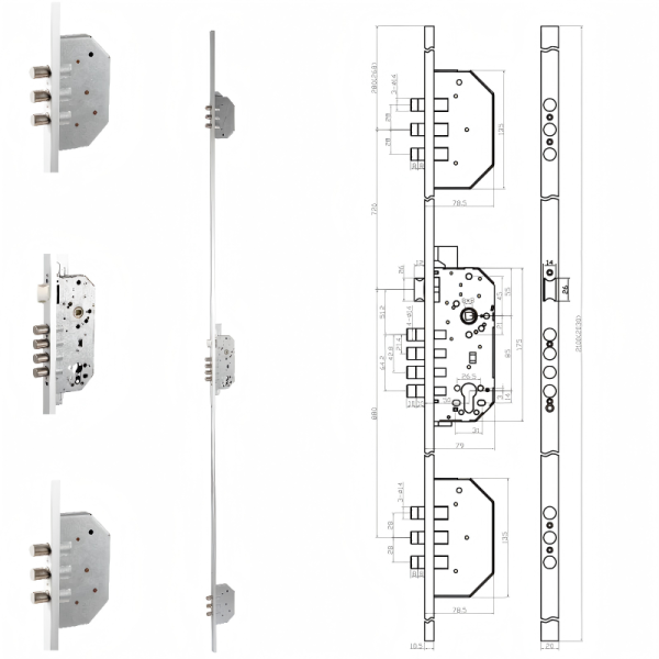 3-Point Interconnected Mortise Lock Body
