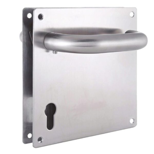 31.S9902-3 Stainless Steel Lever Handle on Backplate for Mortise Locks