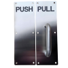 Stainless steel push pull door handle set with PUSH and PULL plates