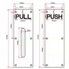 Technical drawing of stainless steel push pull door handle set with 300 × 100 mm plates