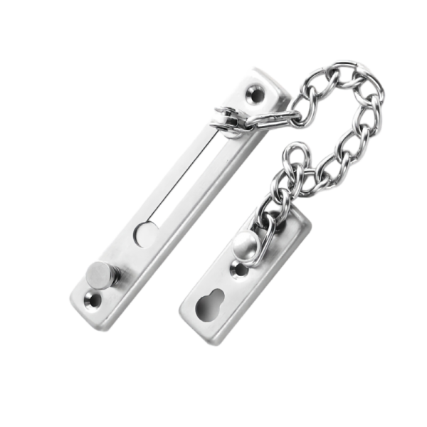 Stainless steel door security chain with 160 mm chain and mounting plates