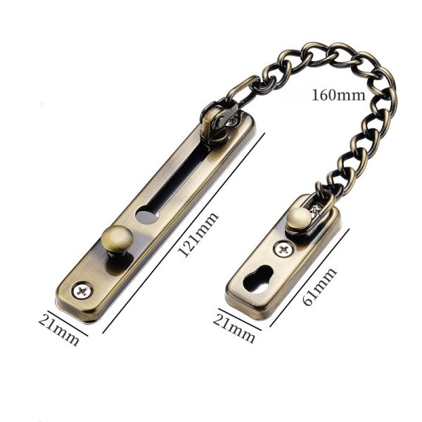 Stainless steel door security chain with 160 mm chain and mounting plates