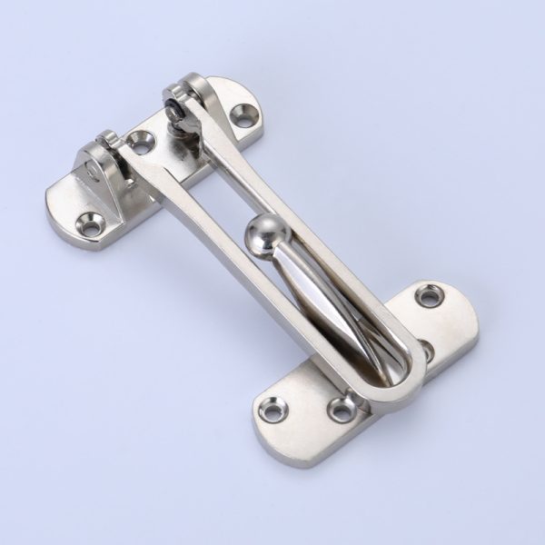 Zinc alloy door guard with hinged security arm and mounting plates