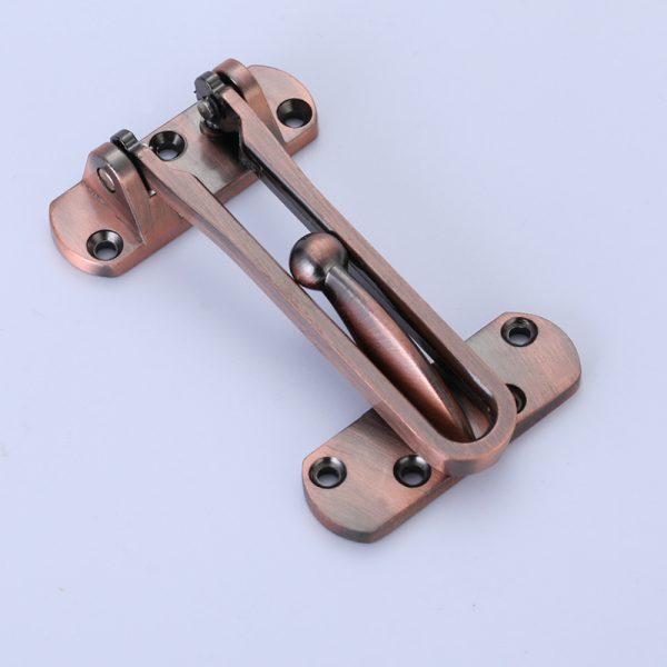 Zinc alloy door guard with hinged security arm and mounting plates