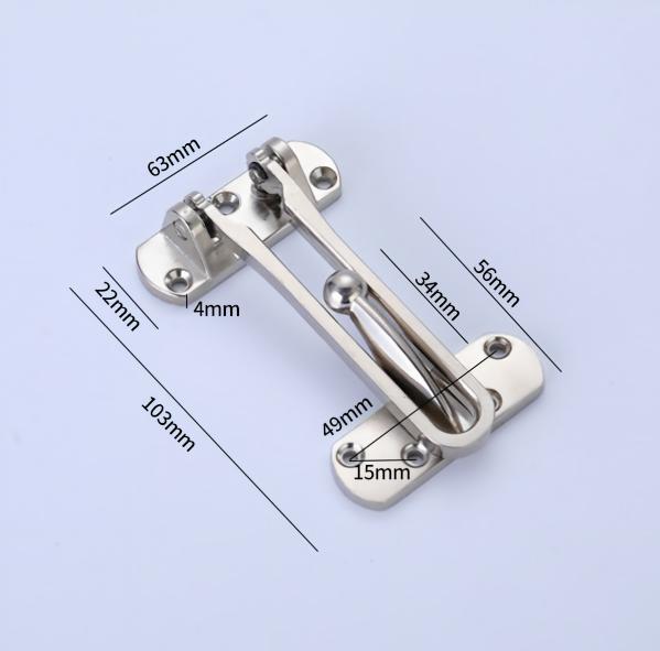 Zinc alloy door guard with hinged security arm and mounting plates