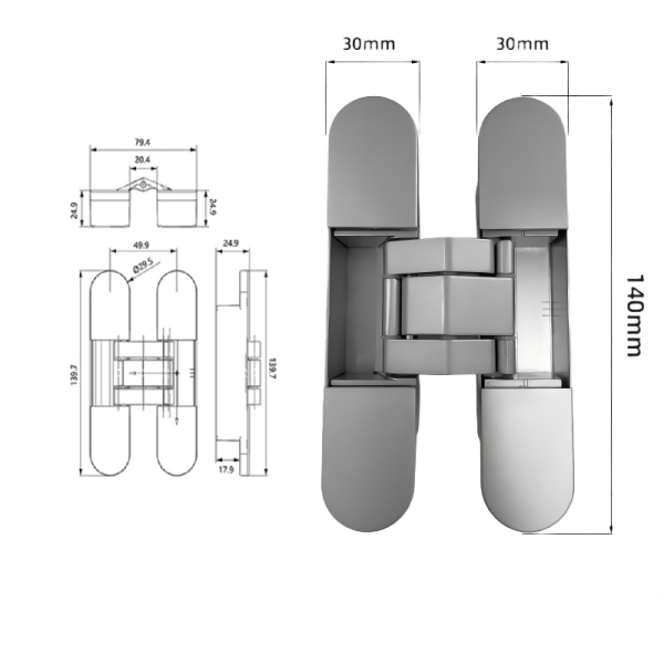 3D Adjustable Concealed Door Hinge