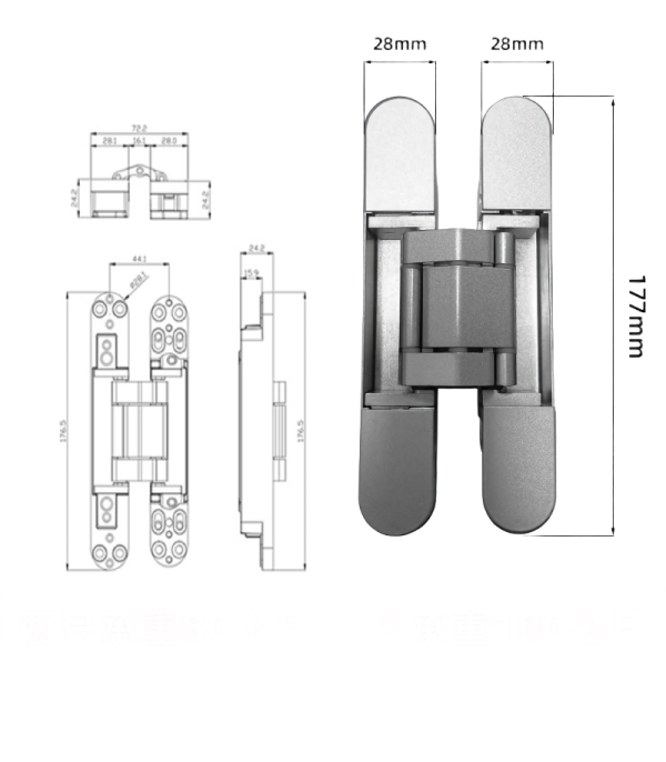3D Adjustable Concealed Door Hinge