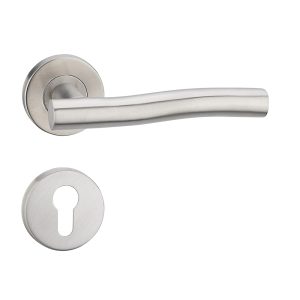 Stainless Steel Lever Handle on Rose with Euro Profile Escutcheon